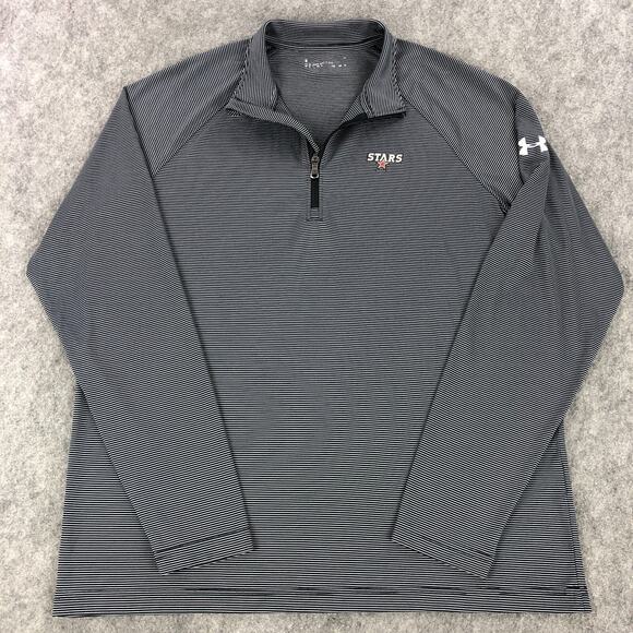 Under Armour Dallas Stars Mens 1/4 Zip Pullover Large Gray Striped Heat Gear - Picture 1 of 10